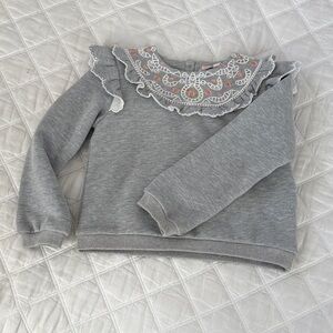 Gray Ruffled Kids Sweatshirt